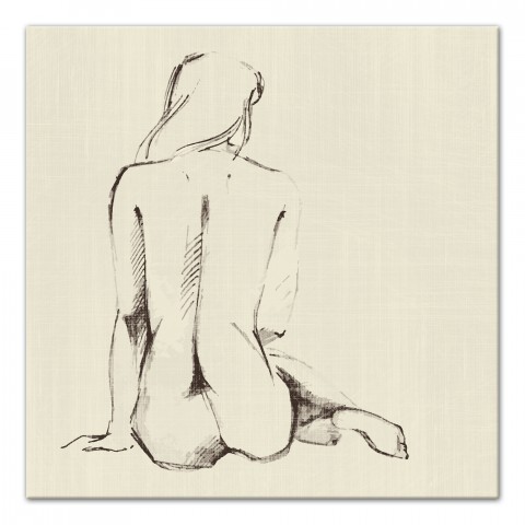 Seated Nude Woman Sketch 20x20 Canvas Wall Art