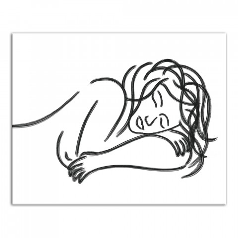 Sleeping Woman Sketch 16x20 Canvas Wall Art