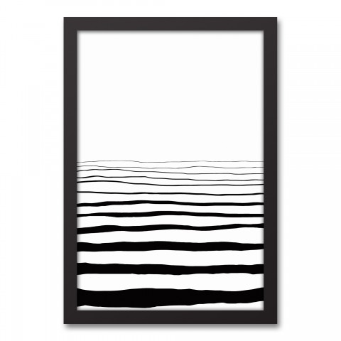Into the Distance Black and White Abstract 12x18 Black Framed Canvas