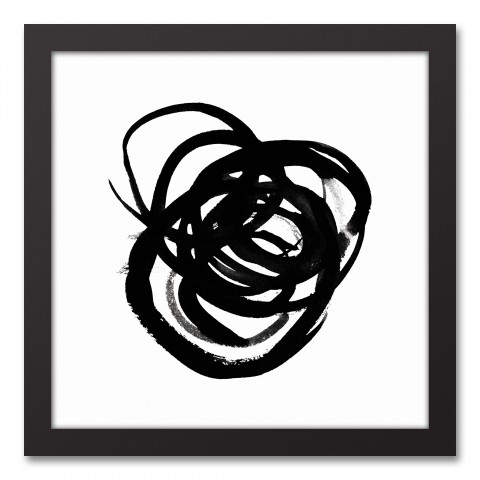 Endurance Black & White Abstract 12x12 Black Framed Canvas