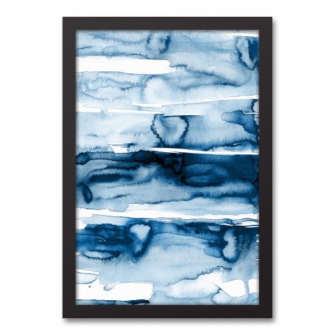 Ebb and Flow Watercolor Abstract 12x18 Black Framed Canvas