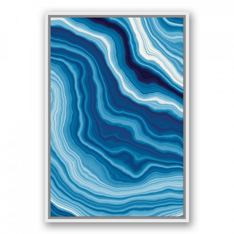 Approach and Echo Geode Abstract 30x40 White Floating Framed Canvas