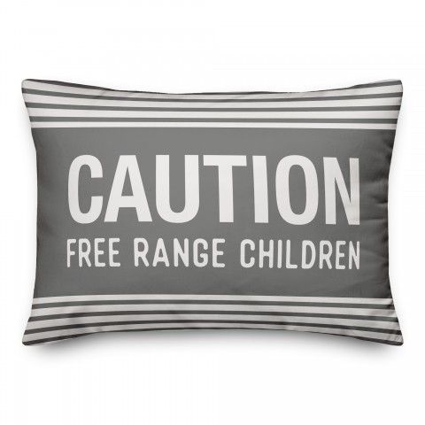 Caution Free Range Children 14x20 Spun Poly Pillow