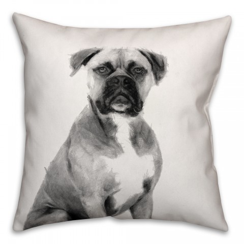 Boxer Sketch 18x18 Poly Twill Pillow