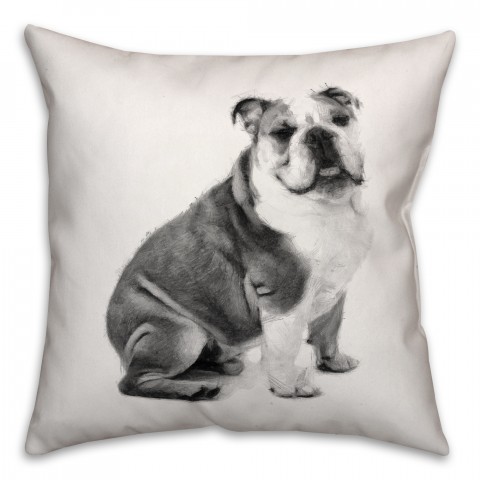 Bulldog Sketch 18x18 Poly Twill Pillow