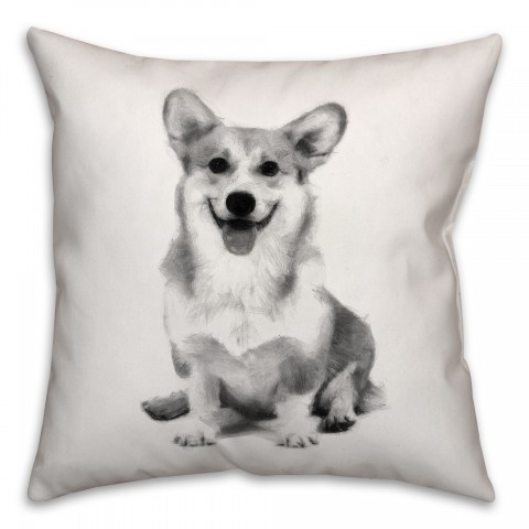 Corgi Sketch 18x18 Poly Twill Pillow