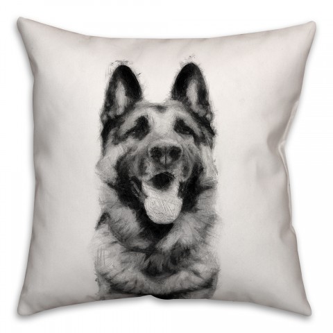 German Shepherd Sketch 18x18 Poly Twill Pillow