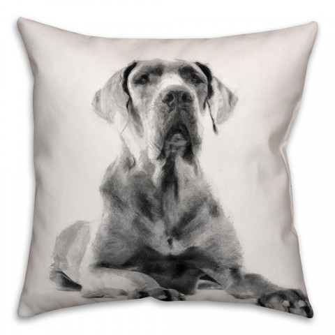 Great Dane Sketch 18x18 Poly Twill Pillow