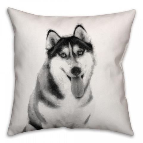 Husky Sketch 18x18 Poly Twill Pillow
