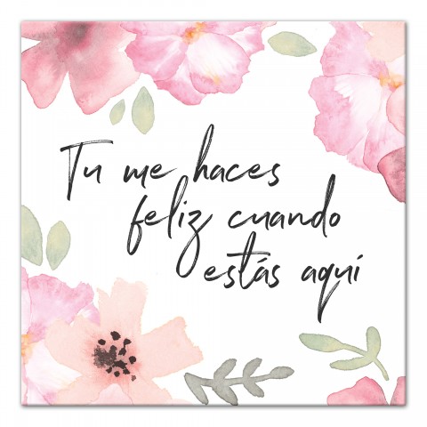 Feliz Cuando Estas Aqui 12x12 Canvas Wall Art