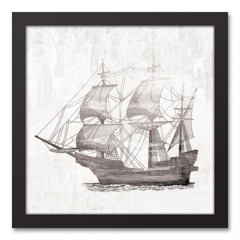 Ship At Sea 12x12 Black Framed Canvas