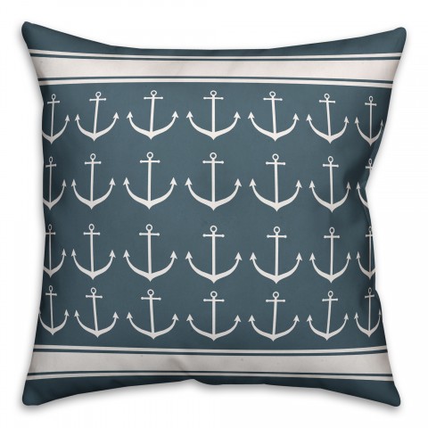 Anchor Stripe Pattern 16x16 Spun Poly Pillow