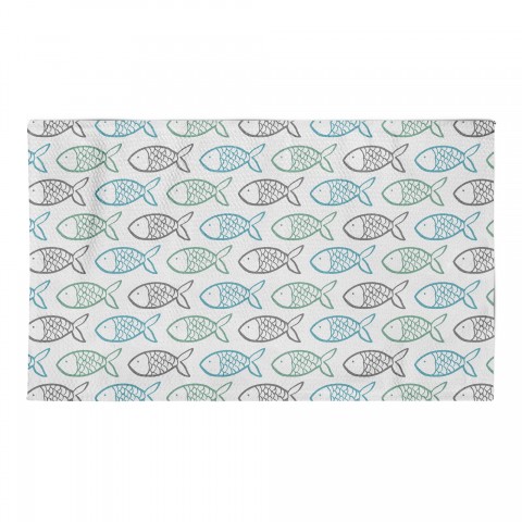 Blue Fishy Pattern Area Rug