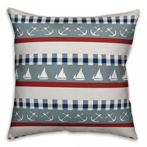 Anchor, Ships & Stripes 16x16 Spun Poly Pillow