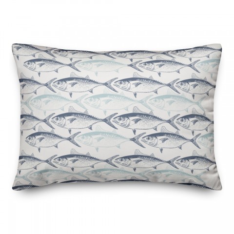 Blue Fish School 14x20 Spun Poly Pillow