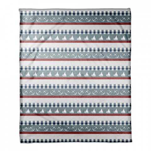 Anchor, Ships & Stripes 30x40 Coral Fleece Blanket