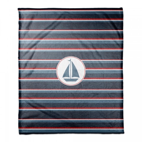 Striped Boat 50x60 Coral Fleece Blanket
