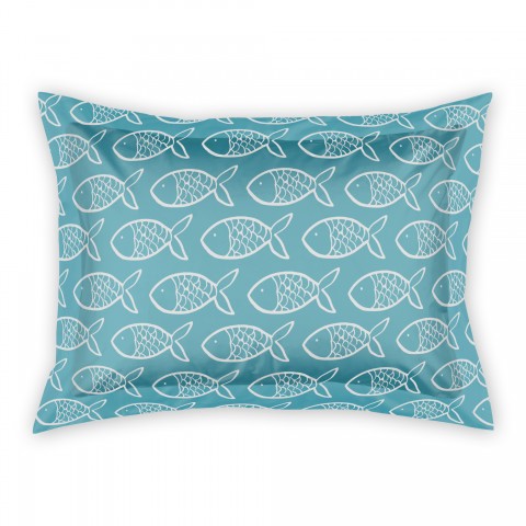 Blue Fish Sketch Pattern Standard Brushed Poly Sham