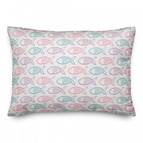Rainbow Fish Pattern 14x20 Spun Poly Pillow