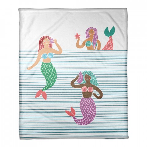 Mermaid Pals 30x40 Coral Fleece Blanket