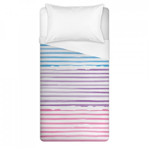 Watercolor Mermaid Stripes Twin Brushed Poly Duvet