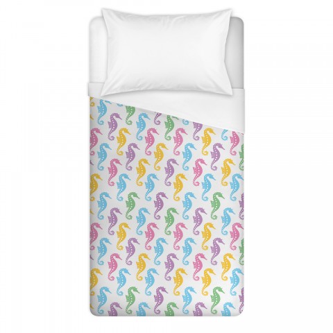 Colorful Seahorse Pattern Twin Brushed Poly Duvet