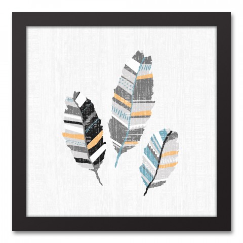 Tribal Feathers 12x12 Black Framed Canvas