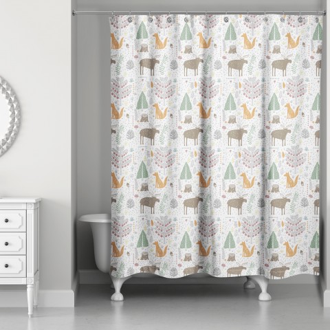 Woodland Animals Patten 71x74 Shower Curtain