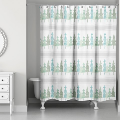 Pine Tree Pattern 71x74 Shower Curtain