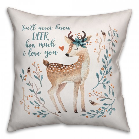 Deer How Much I Love You 16x16 Spun Poly Pillow