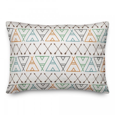Arrows and Teepees Pattern 14x20 Spun Poly Pillow