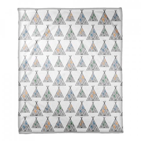 Geometric Teepee Pattern 30x40 Coral Fleece Blanket