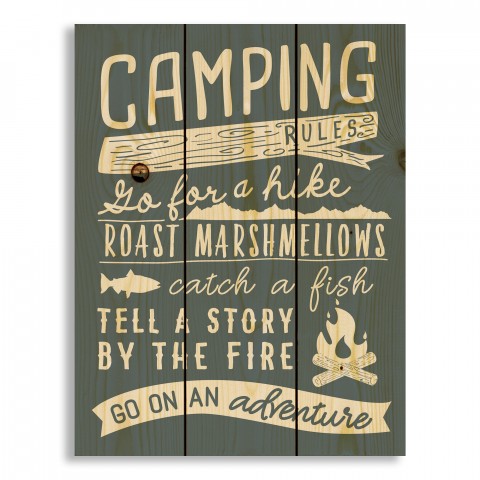 Camping Rules 10.5x14 Pallet Wood Art