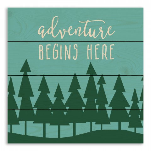 Adventure Begins Here 14x14 Pallet Wood Art