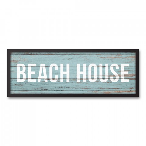Beach House 12x36 Black Framed Canvas