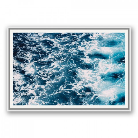 Turbulent Sea Waves 24x36 White Floating Framed Canvas