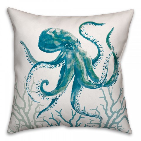 Teal Octopus 18x18 Spun Poly Pillow