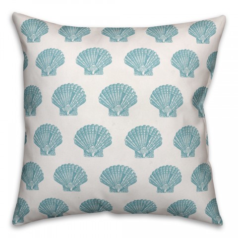 Teal Shell Pattern 18x18 Spun Poly Pillow