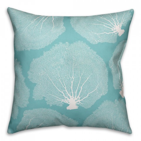 Teal Sea Fan Coral 18x18 Spun Poly Pillow