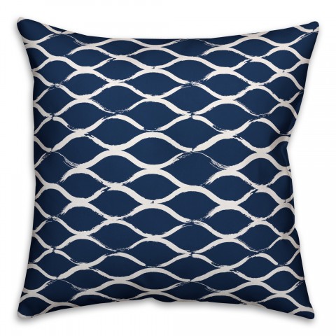 Blue & White Fish Net 18x18 Spun Poly Pillow
