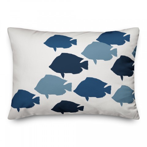 Shades of Blue Fish 14x20 Spun Poly Pillow