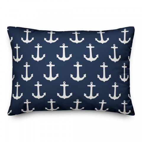 Blue Anchors Pattern 14x20 Spun Poly Pillow