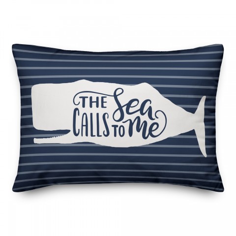 The Sea Calls to Me Whale 14x20 Spun Poly Pillow