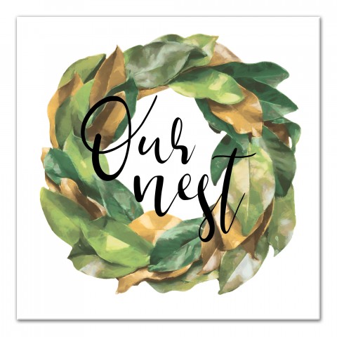 Our Nest Magnolia Wreath 24x24 Canvas Wall Art
