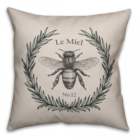 French Honey Bee 18x18 Spun Poly Pillow