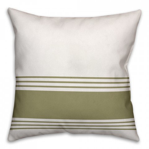 Olive Green Stripes 18x18 Spun Poly Pillow