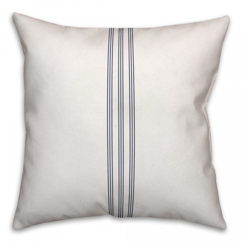 Blue Flour Sack Stripes 18x18 Spun Poly Pillow