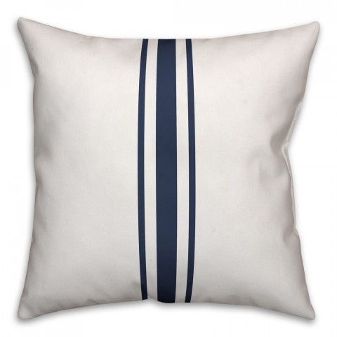 Navy Blue Flour Sack Stripes 18x18 Spun Poly Pillow