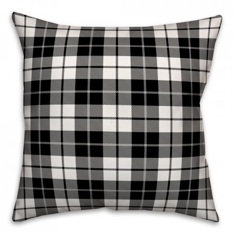 Black & White Tartan Plaid 18x18 Spun Poly Pillow
