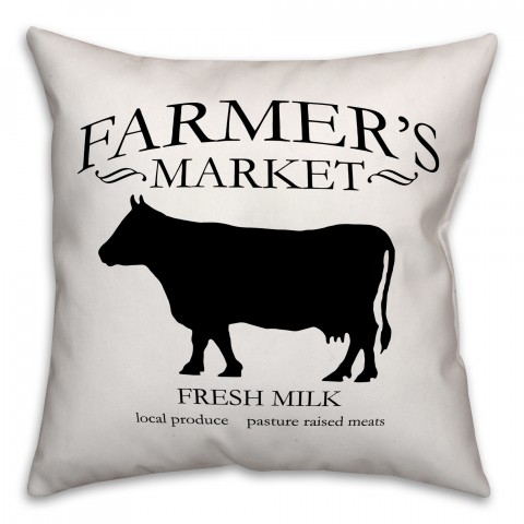 Farmer's Market Cow 18x18 Spun Poly Pillow